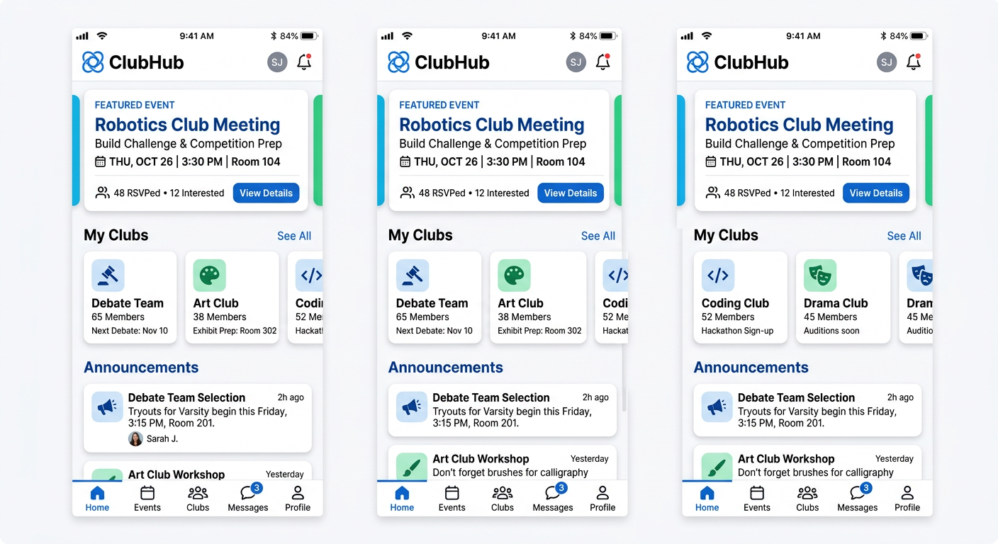 ClubHub app screenshot